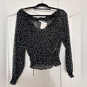 FAVLUX Black and White Polka Dot Blouse